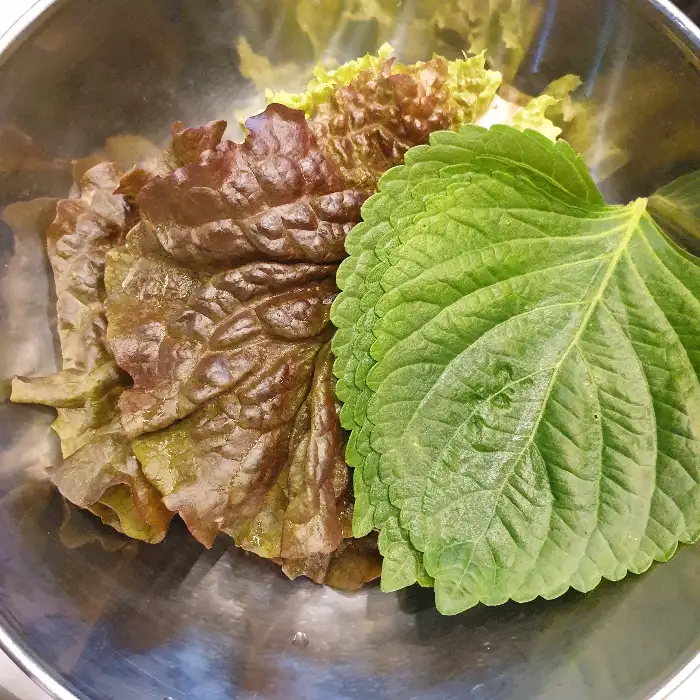신선한 상추와 깻잎 쌈 채소