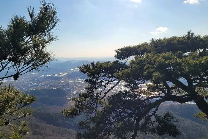 산 능선이 보이는 경치 사진