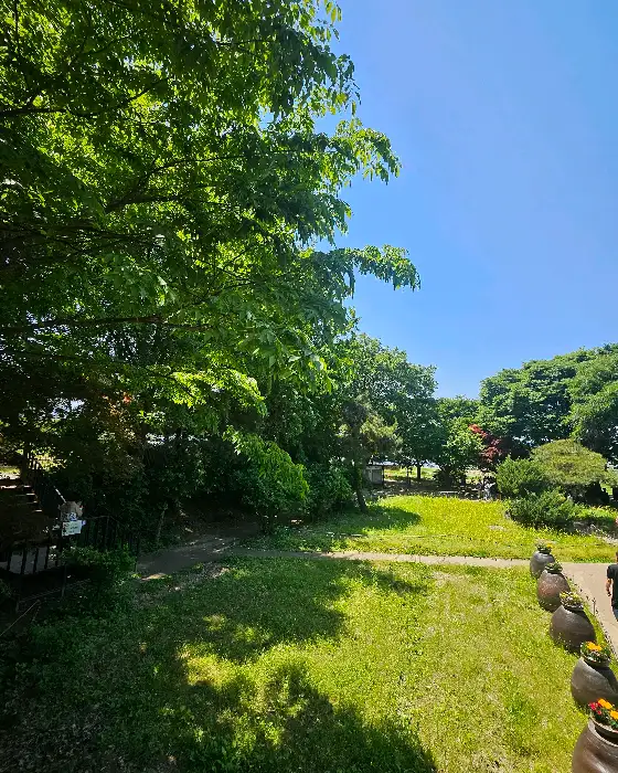 식당 주변의 푸르른 자연 경관