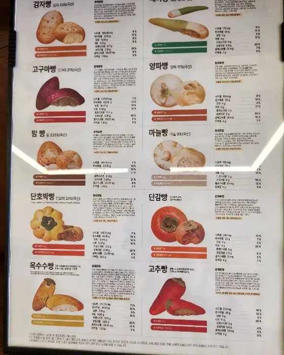 정남미명과의 다양한 빵 메뉴판