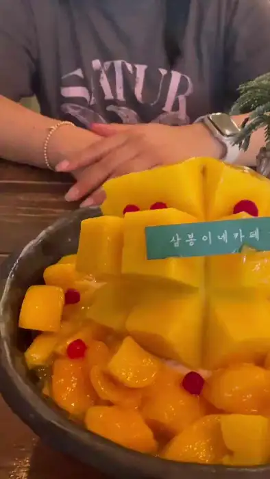 망고 빙수 클로즈업