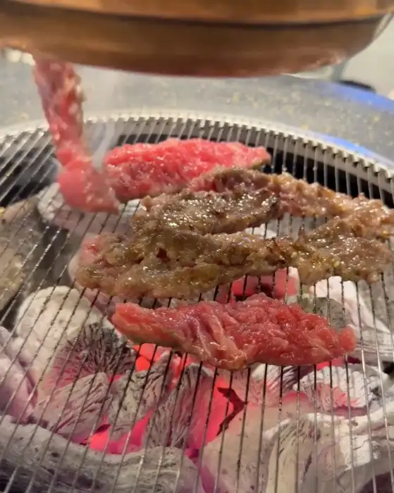 숯불 위에서 익어가는 고기