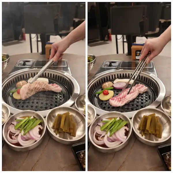 불판에 구워지는 삼겹살
