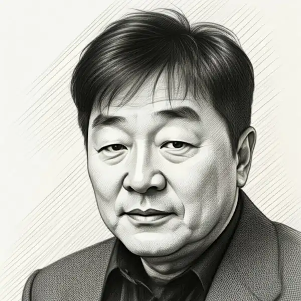 주인의 예술 작품으로 보이는 나무 조각 초상화