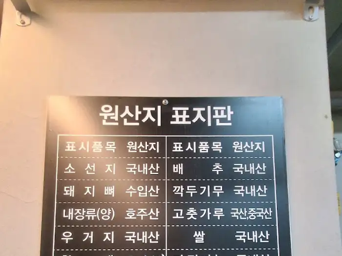 원산지 표지판