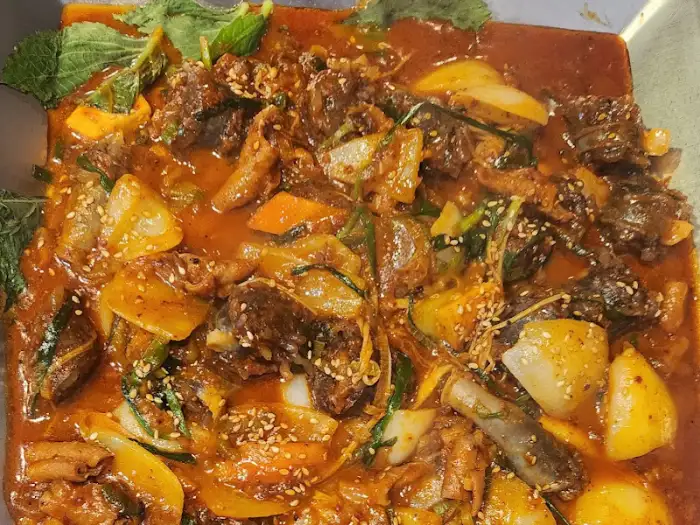 철판 순대 요리