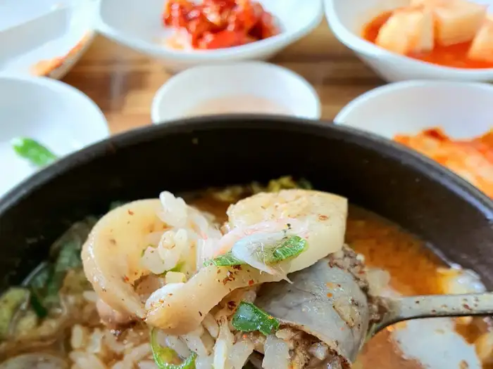 순대와 고기 클로즈업