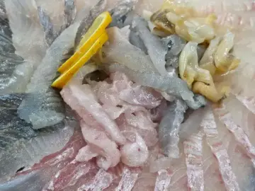 신선하게 플레이팅된 다양한 종류의 회 모듬