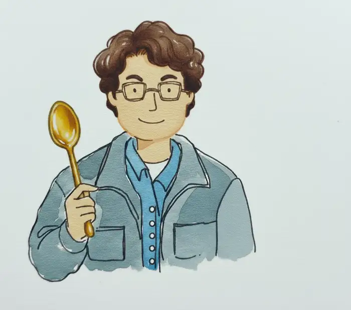황금숟가락을 든 그림 아이콘