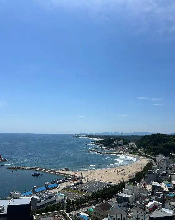 카페에서 바라본 바다 풍경