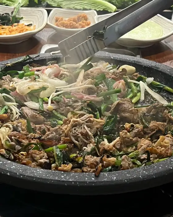 오리불고기와 쌈