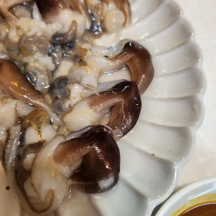 신선한 조개 관자