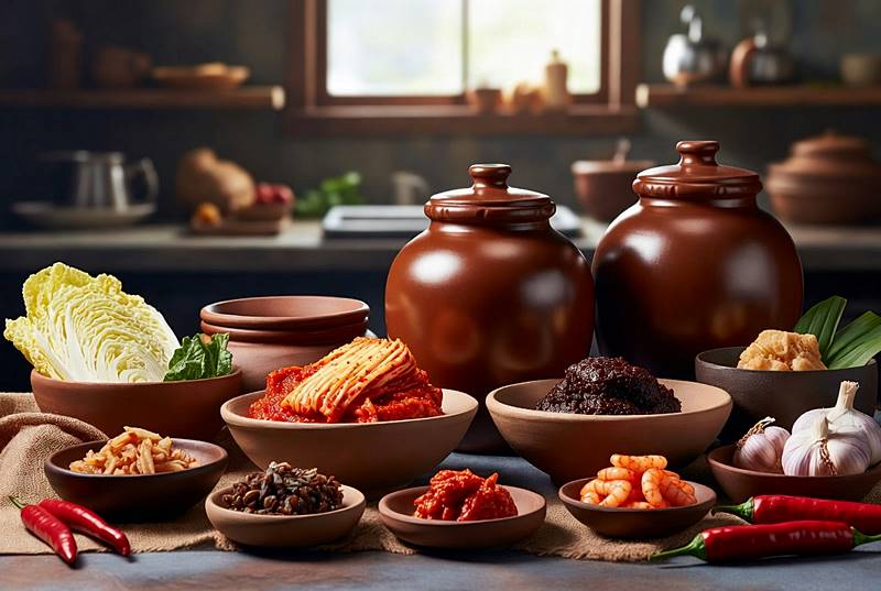 전통 한국 발효 음식 장독대